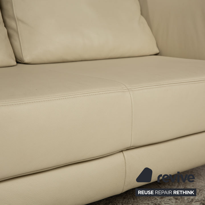 Sample ring leather two-seater cream sofa couch