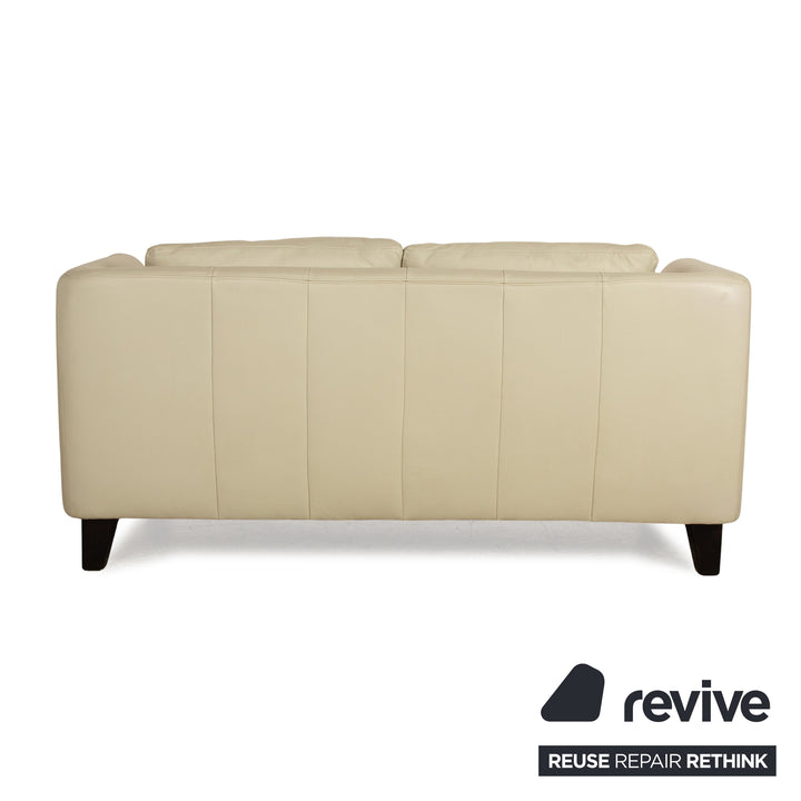 Sample ring leather two-seater cream sofa couch