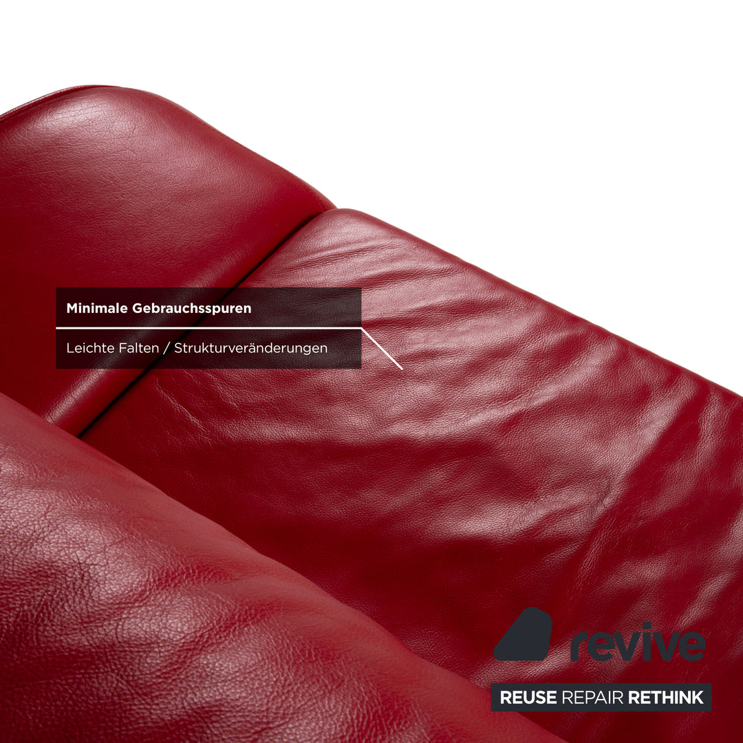 Musterring Leder Zweisitzer Rot Sofa Couch manuelle Funktion
