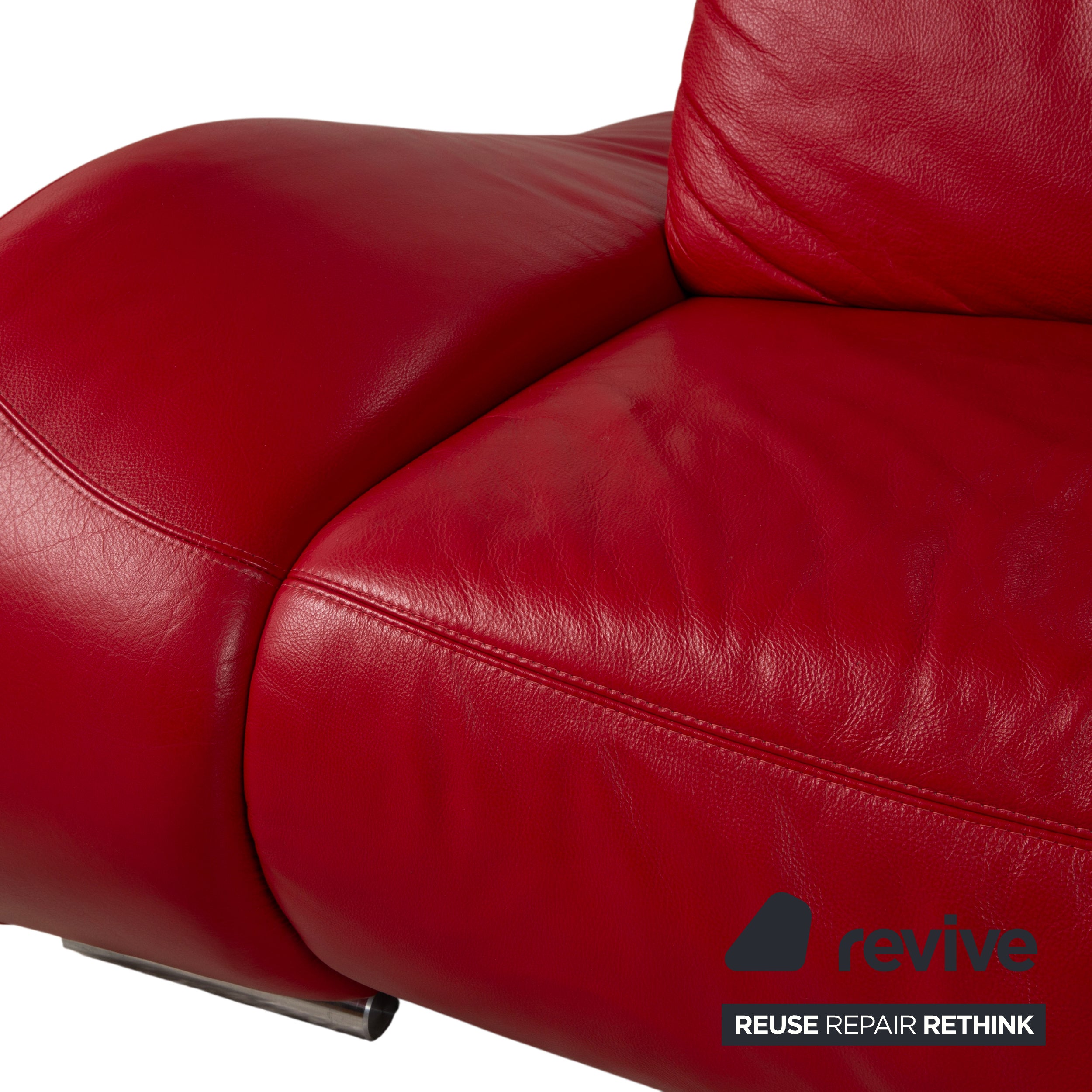 Musterring Leder Zweisitzer Rot Sofa Couch manuelle Funktion