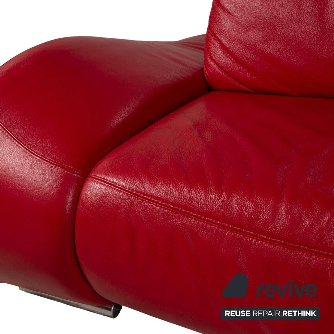 Musterring Leder Zweisitzer Rot Sofa Couch manuelle Funktion