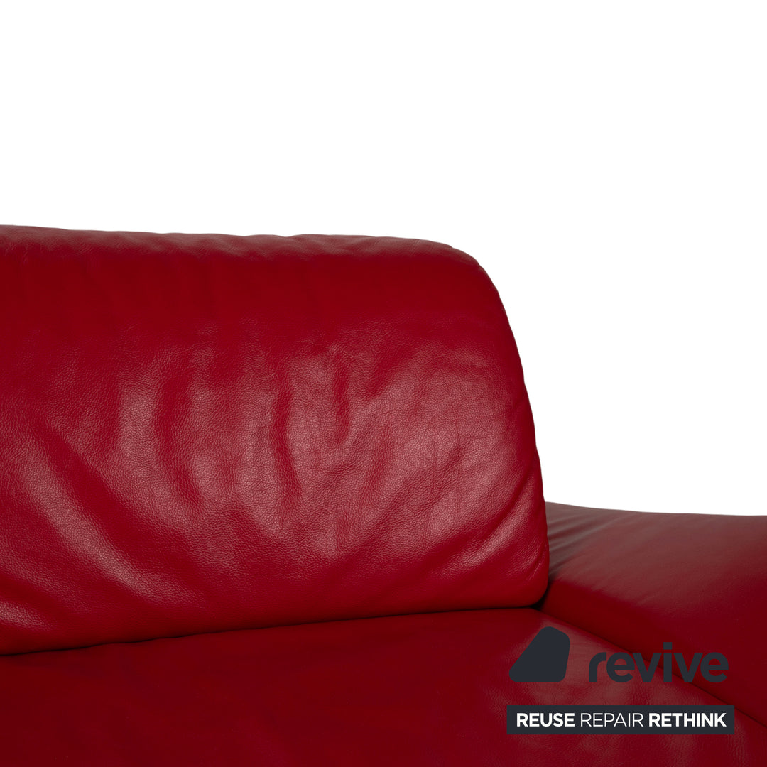 Musterring Leder Zweisitzer Rot Sofa Couch manuelle Funktion