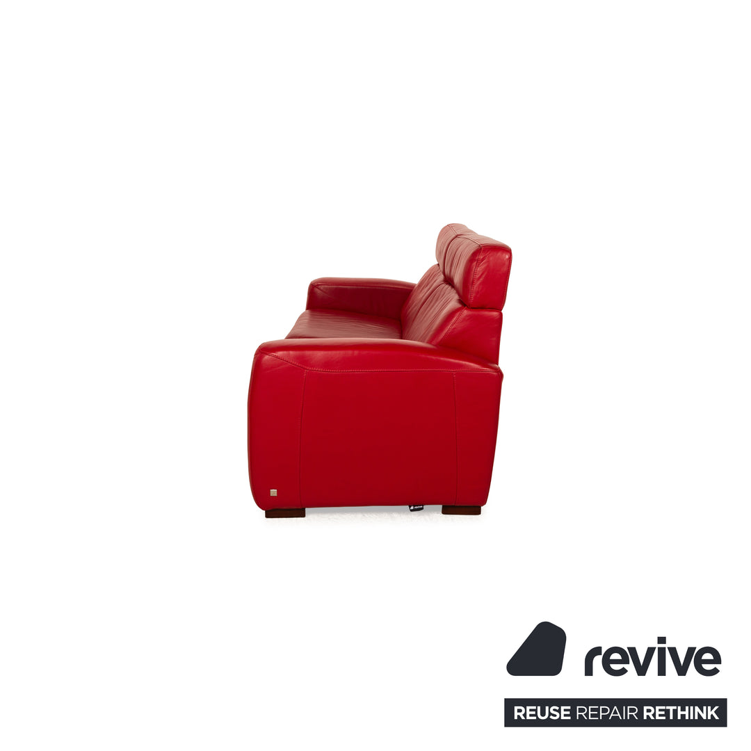 Musterring Leather Two-Seater Red Sofa Couch