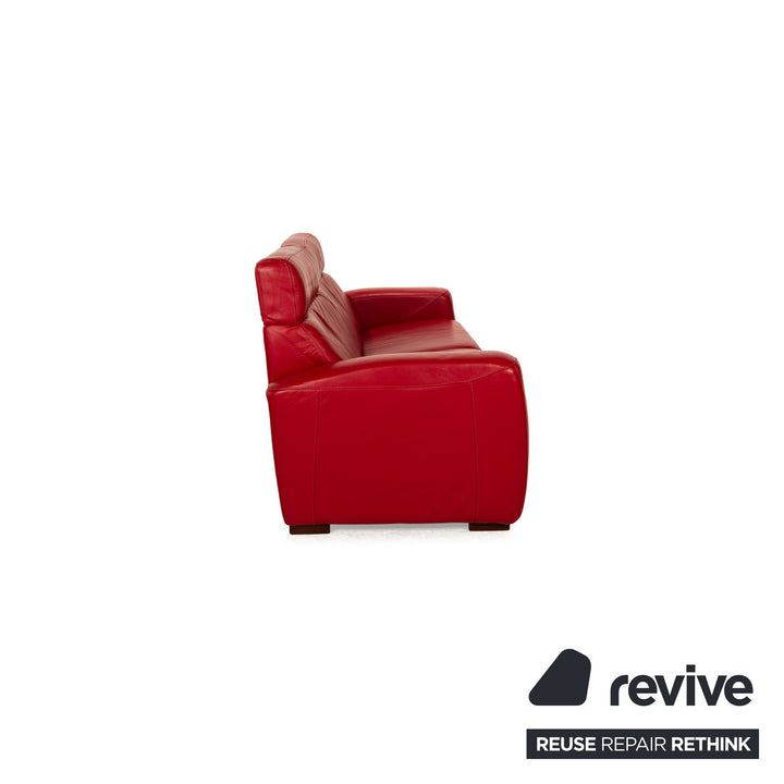 Musterring Leather Two-Seater Red Sofa Couch