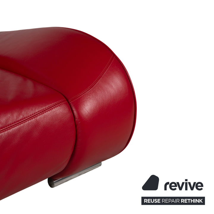 Musterring Leder Zweisitzer Rot Sofa Couch manuelle Funktion