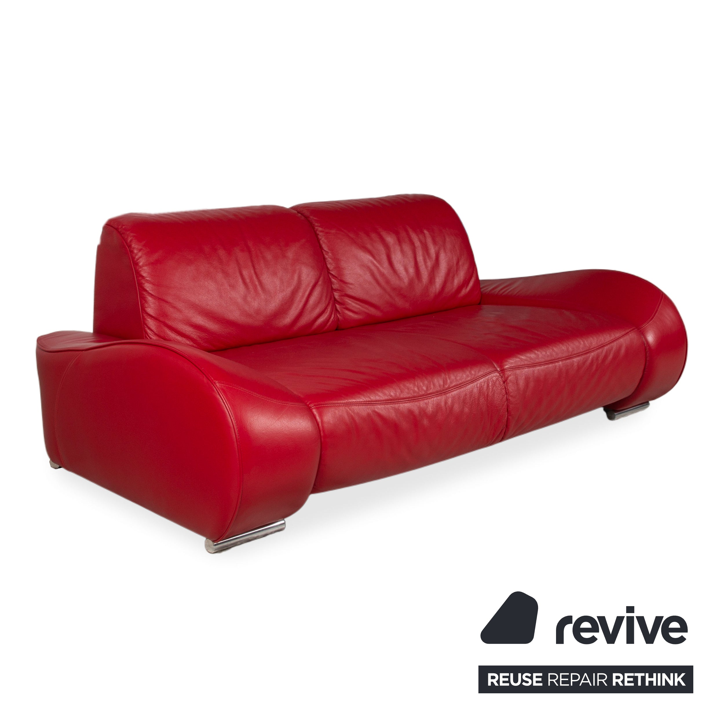 Musterring Leder Zweisitzer Rot Sofa Couch manuelle Funktion