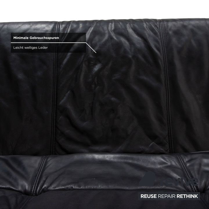 Musterring Leder Zweisitzer Schwarz Sofa Couch