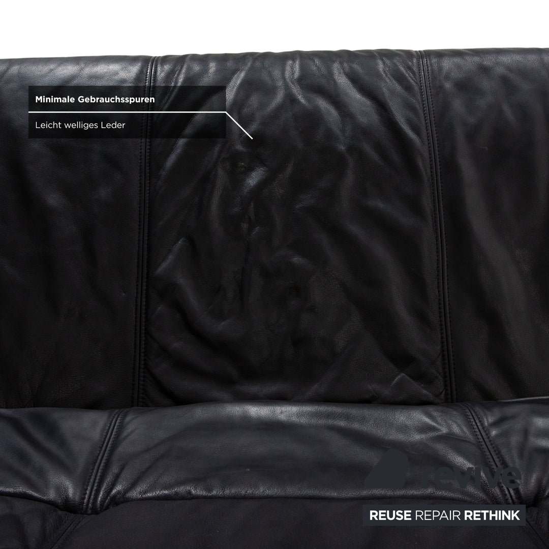 Musterring Leder Zweisitzer Schwarz Sofa Couch