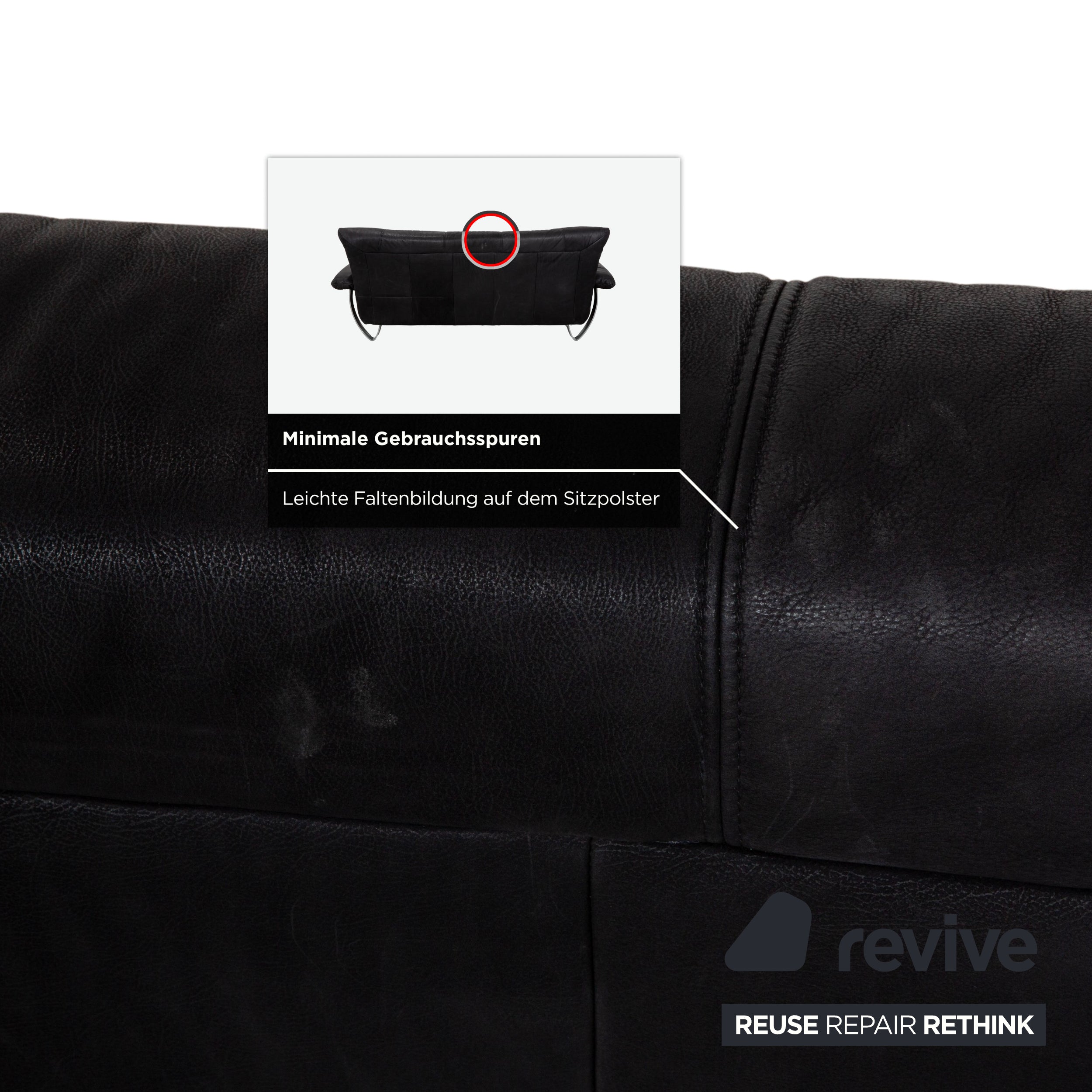 Sample ring leather two-seater black sofa couch