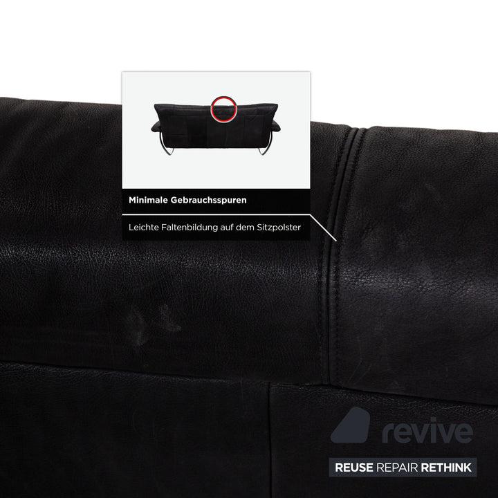 Musterring Leder Zweisitzer Schwarz Sofa Couch