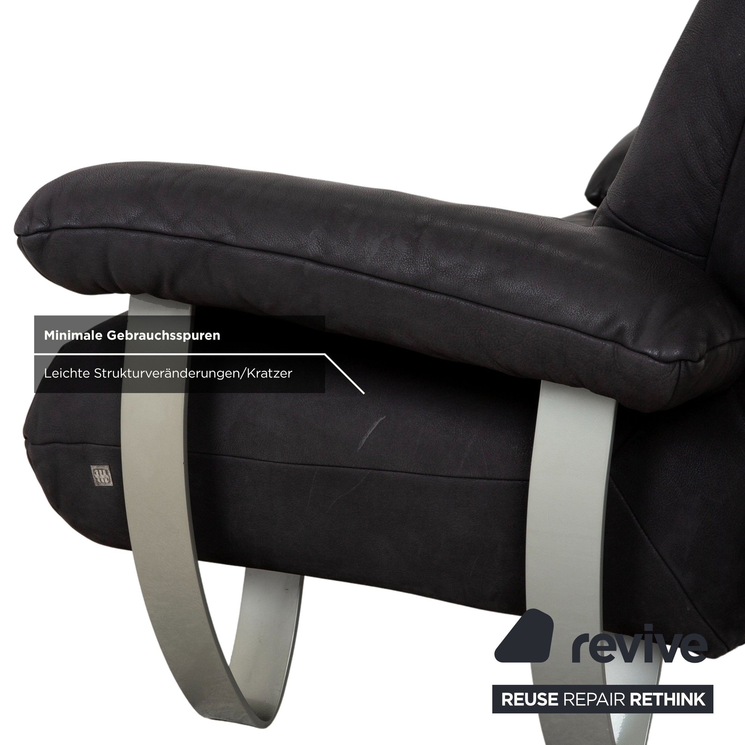 Sample ring leather two-seater black sofa couch