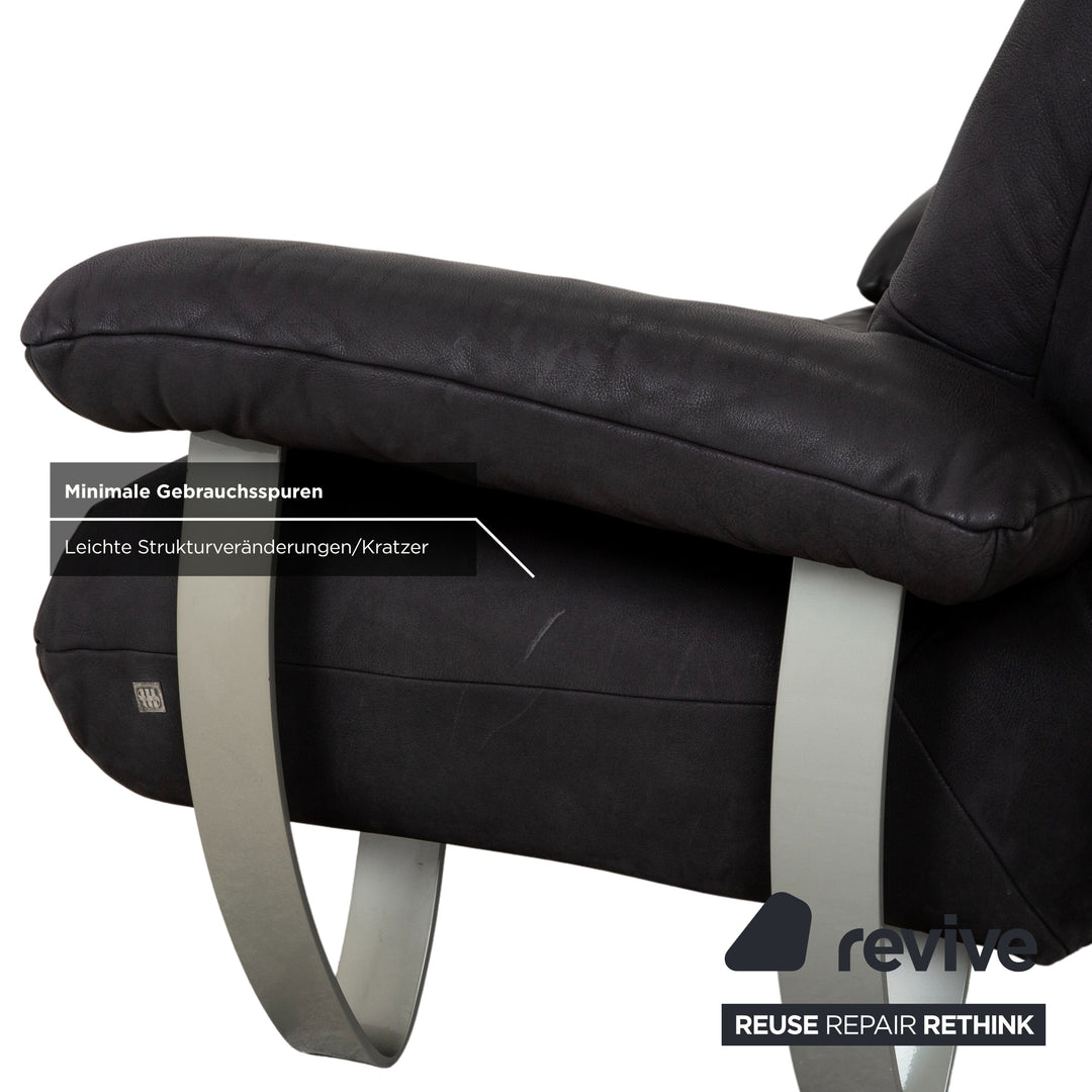 Musterring Leder Zweisitzer Schwarz Sofa Couch