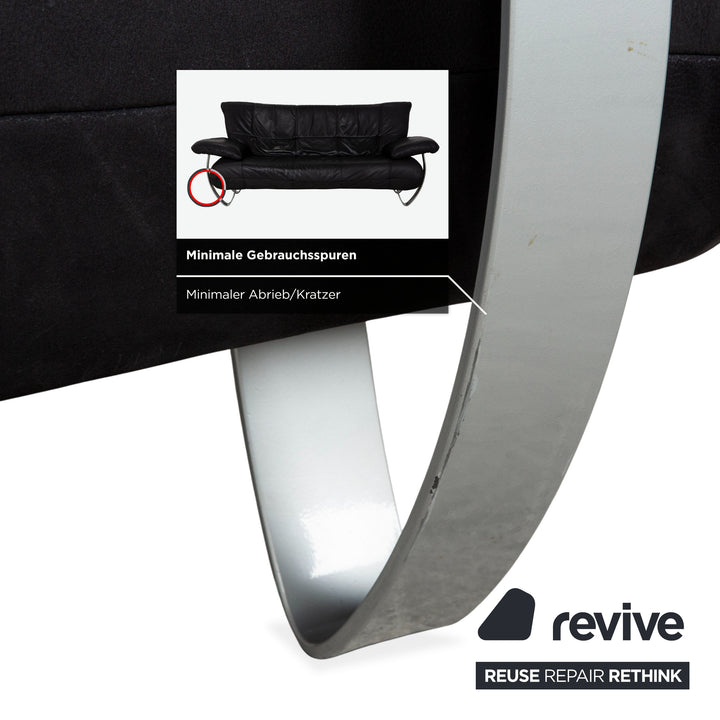 Musterring Leder Zweisitzer Schwarz Sofa Couch