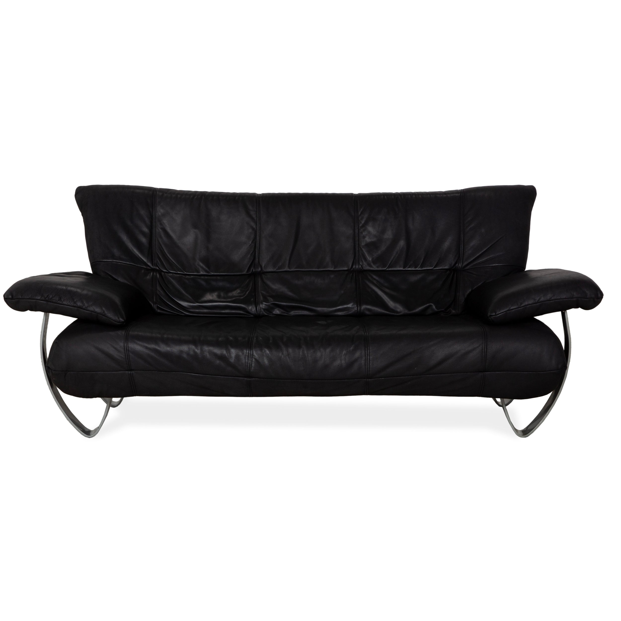 Sample ring leather two-seater black sofa couch