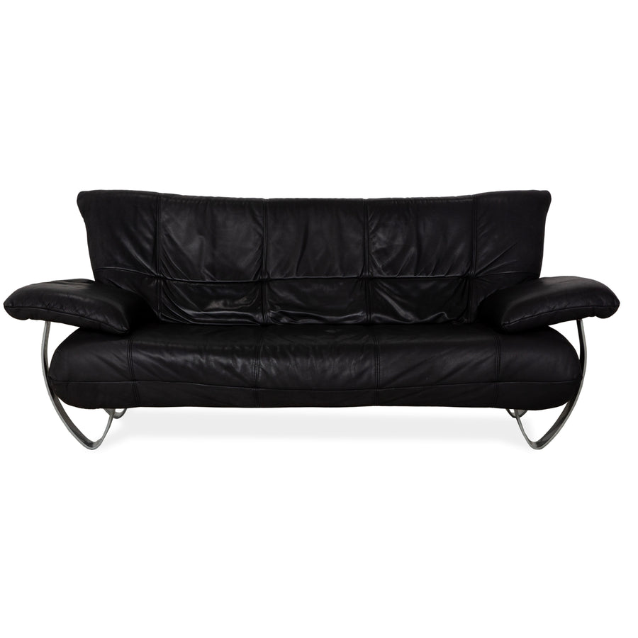 Musterring Leder Zweisitzer Schwarz Sofa Couch