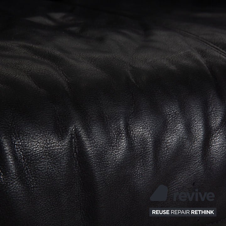 Musterring Leder Zweisitzer Schwarz Sofa Couch