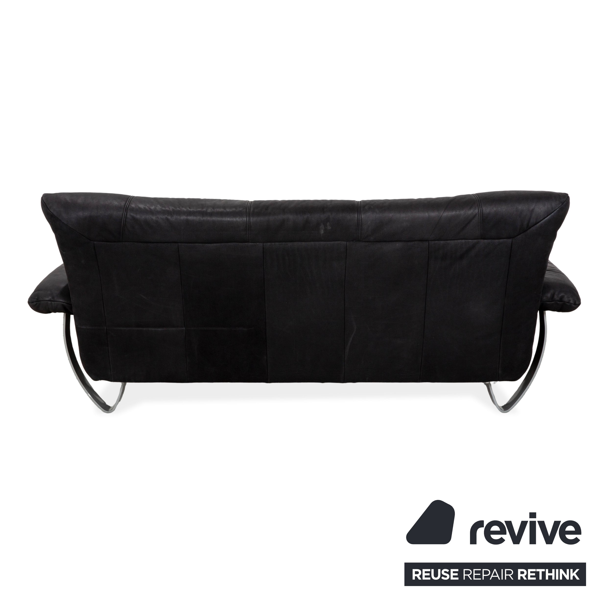 Sample ring leather two-seater black sofa couch