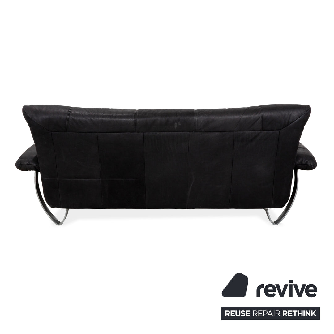 Musterring Leder Zweisitzer Schwarz Sofa Couch