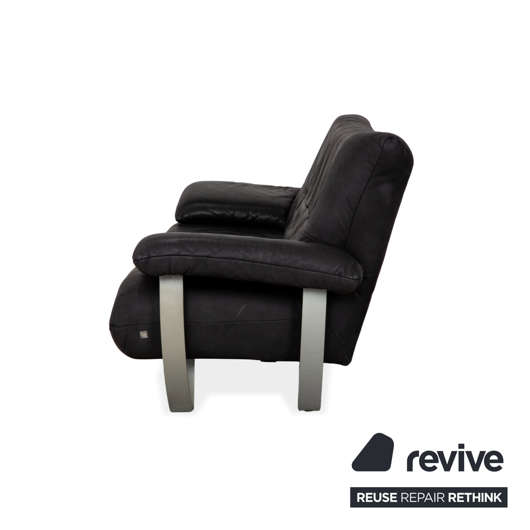 Musterring Leder Zweisitzer Schwarz Sofa Couch