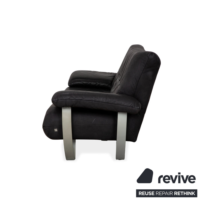 Musterring Leder Zweisitzer Schwarz Sofa Couch