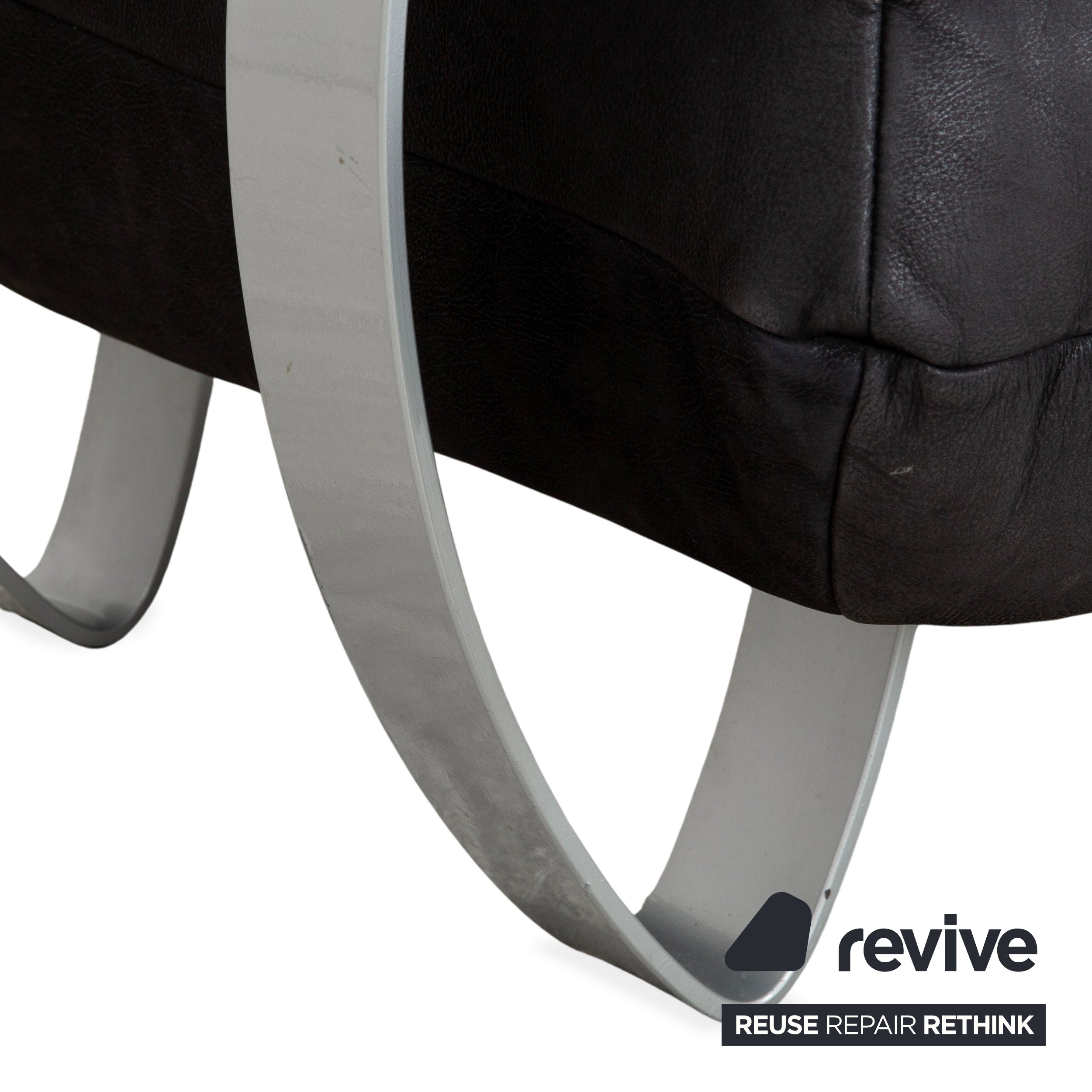 Sample ring leather two-seater black sofa couch