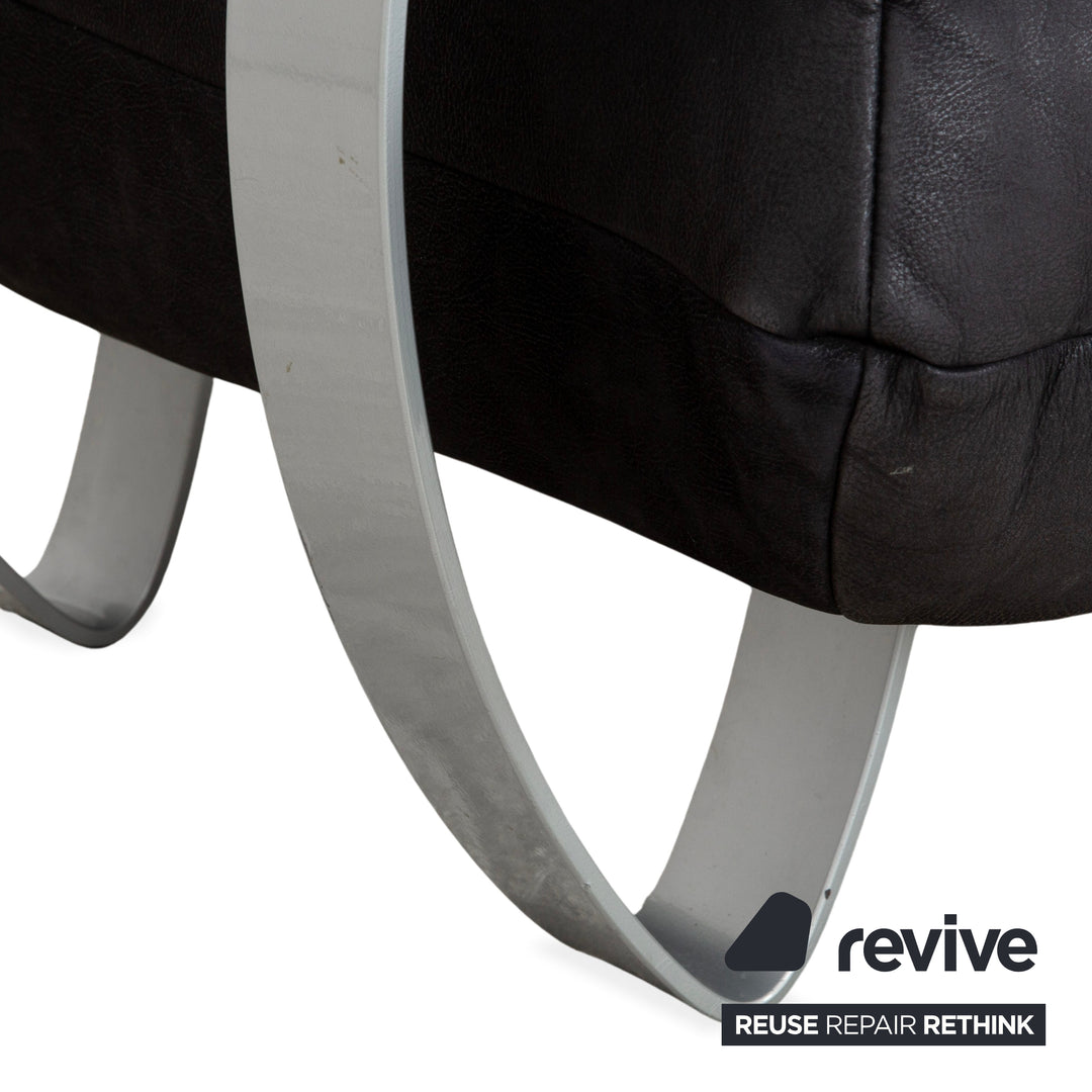 Musterring Leder Zweisitzer Schwarz Sofa Couch