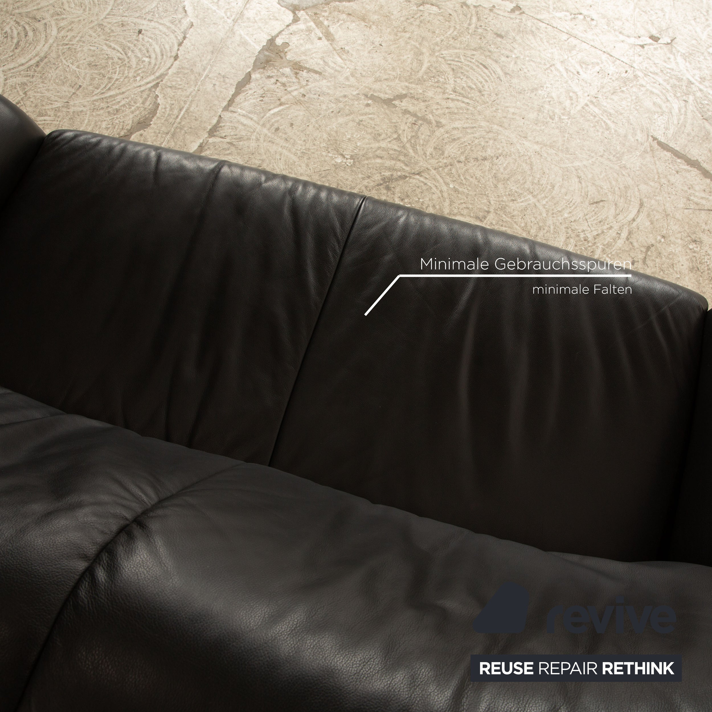 Musterring Leder Zweisitzer Schwarz Sofa Couch
