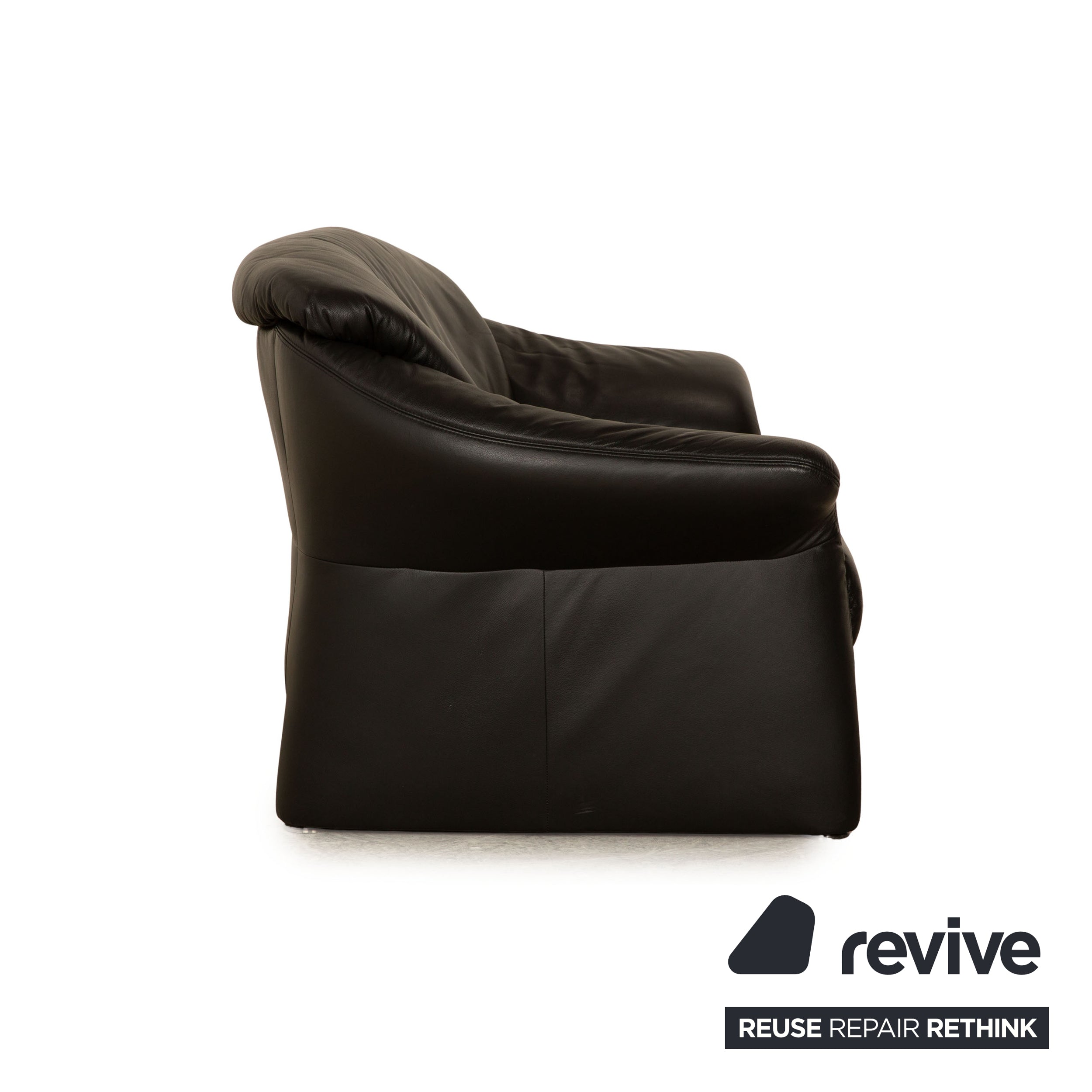 Sample ring leather two-seater black sofa couch