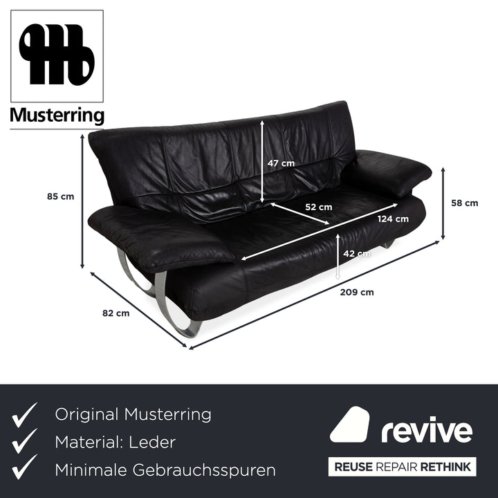Musterring Leder Zweisitzer Schwarz Sofa Couch
