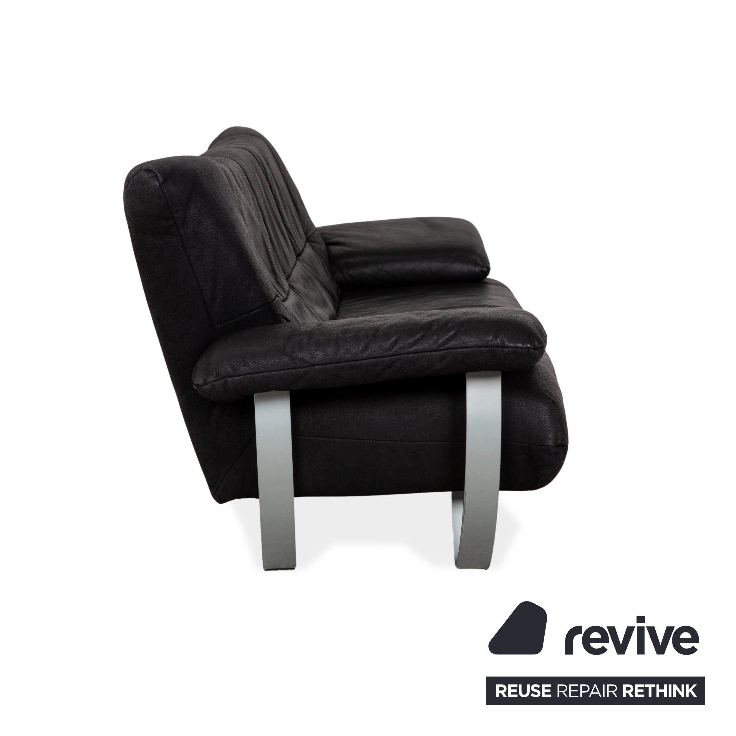 Sample ring leather two-seater black sofa couch