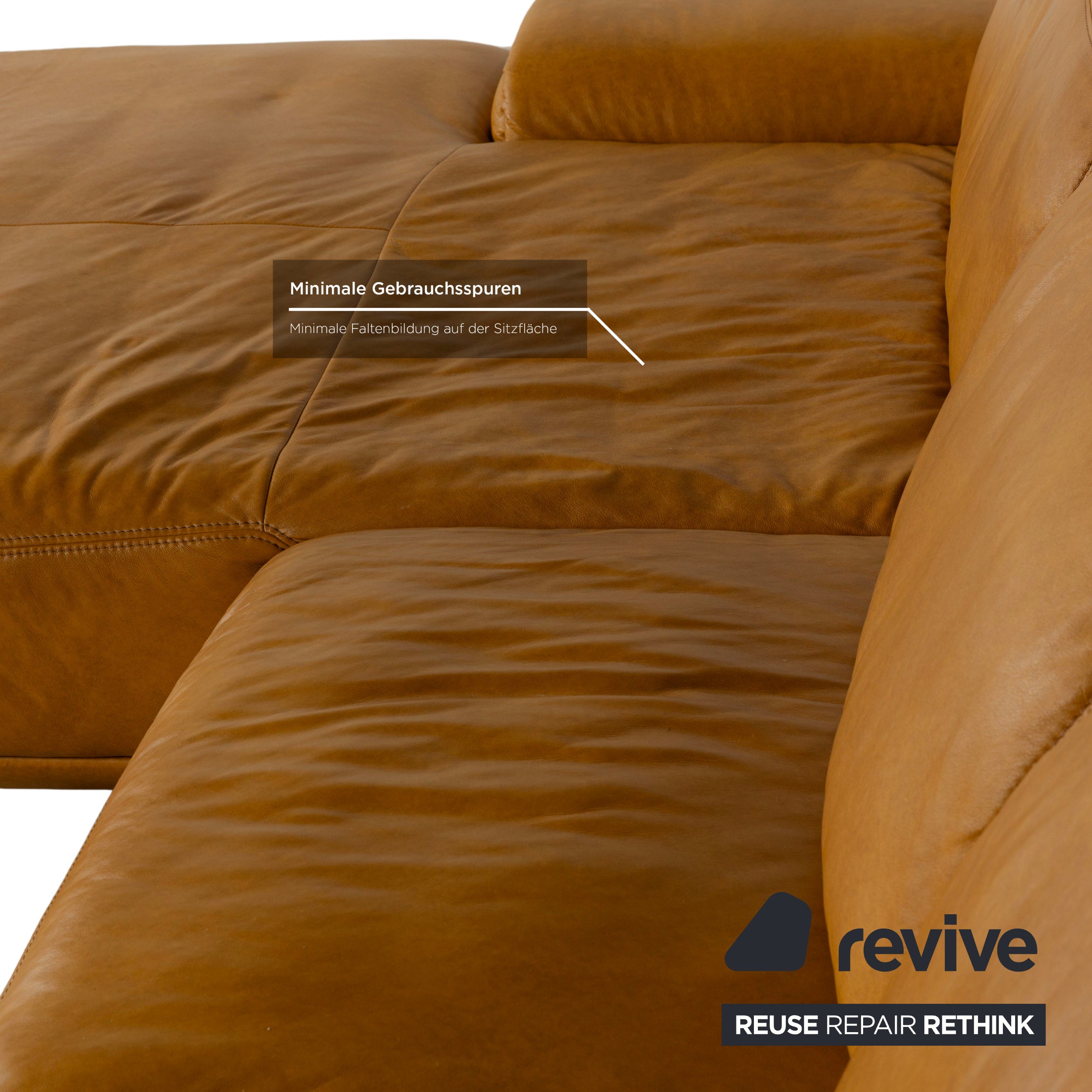 Musterring MR 2490 Leder Ecksofa Gelb Kurkuma elektr. Funktion Récamière  links Sofa Couch