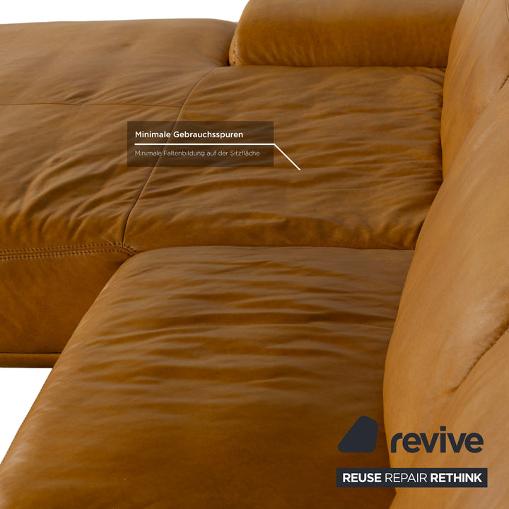 Musterring MR 2490 Leather Corner Sofa Yellow Turmeric Electric Function Récamière Left Sofa Couch