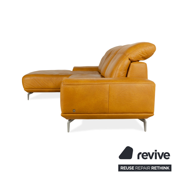 Musterring MR 2490 Leather Corner Sofa Yellow Turmeric Electric Function Récamière Left Sofa Couch