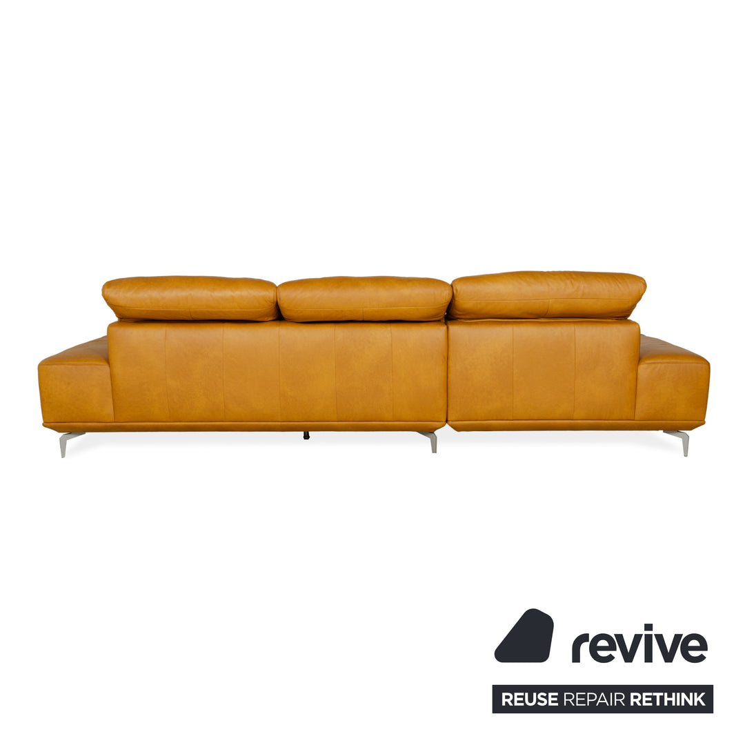 Musterring MR 2490 Leather Corner Sofa Yellow Turmeric Electric Function Récamière Left Sofa Couch
