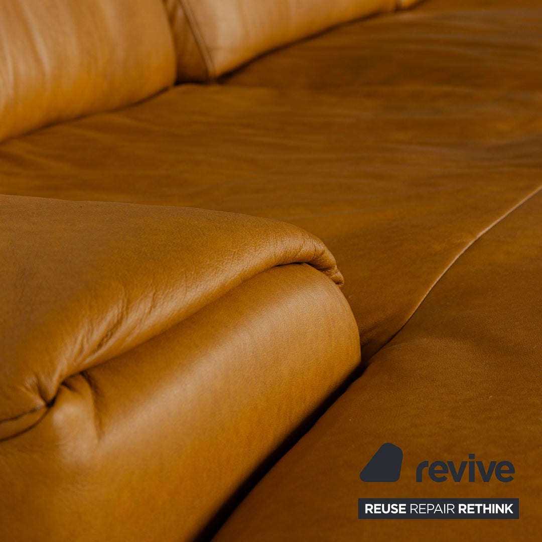 Musterring MR 2490 Leather Corner Sofa Yellow Turmeric Electric Function Récamière Left Sofa Couch