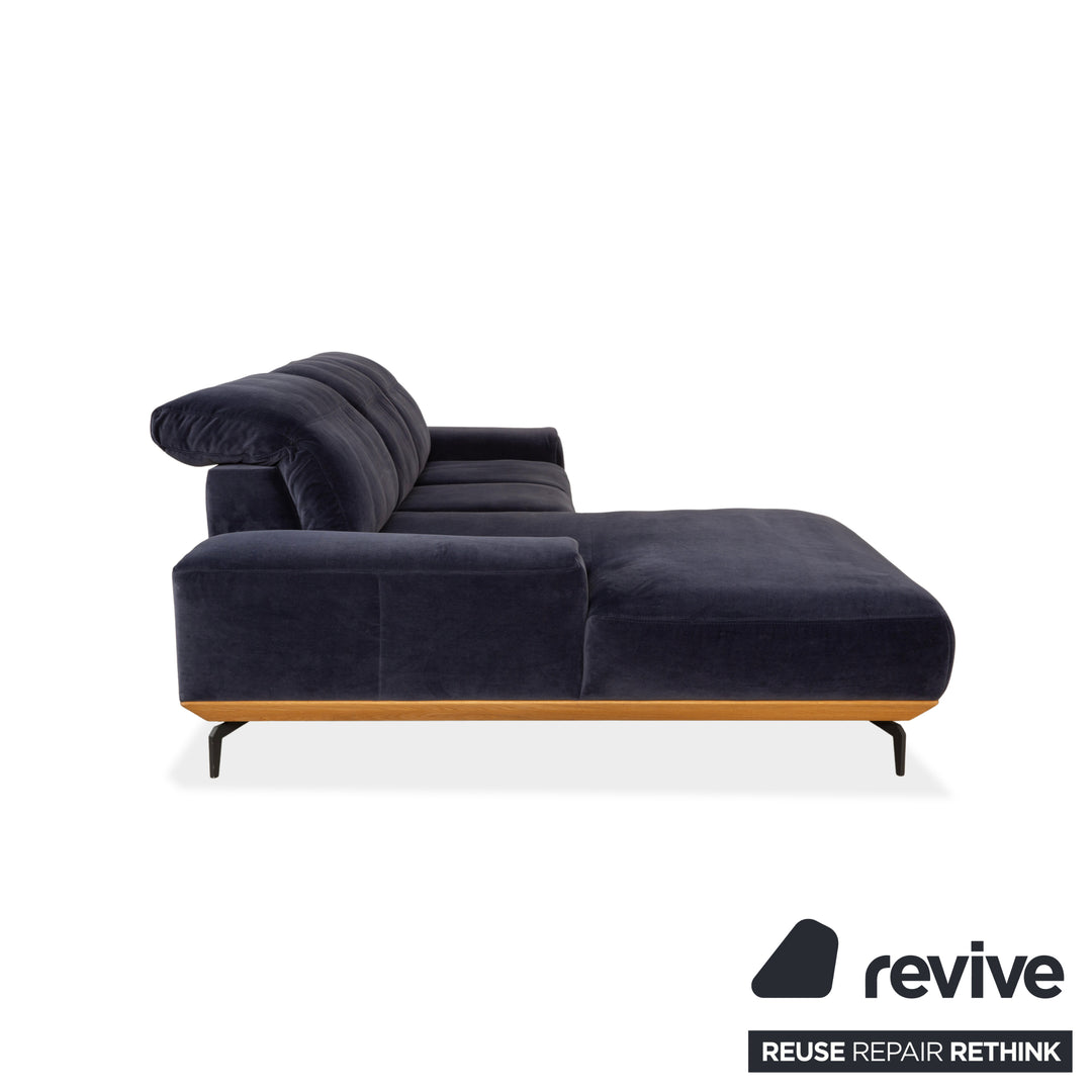 Musterring MR 2490 fabric corner sofa blue chaise longue left sofa couch manual function