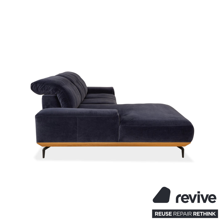 Musterring MR 2490 fabric corner sofa blue chaise longue left sofa couch manual function