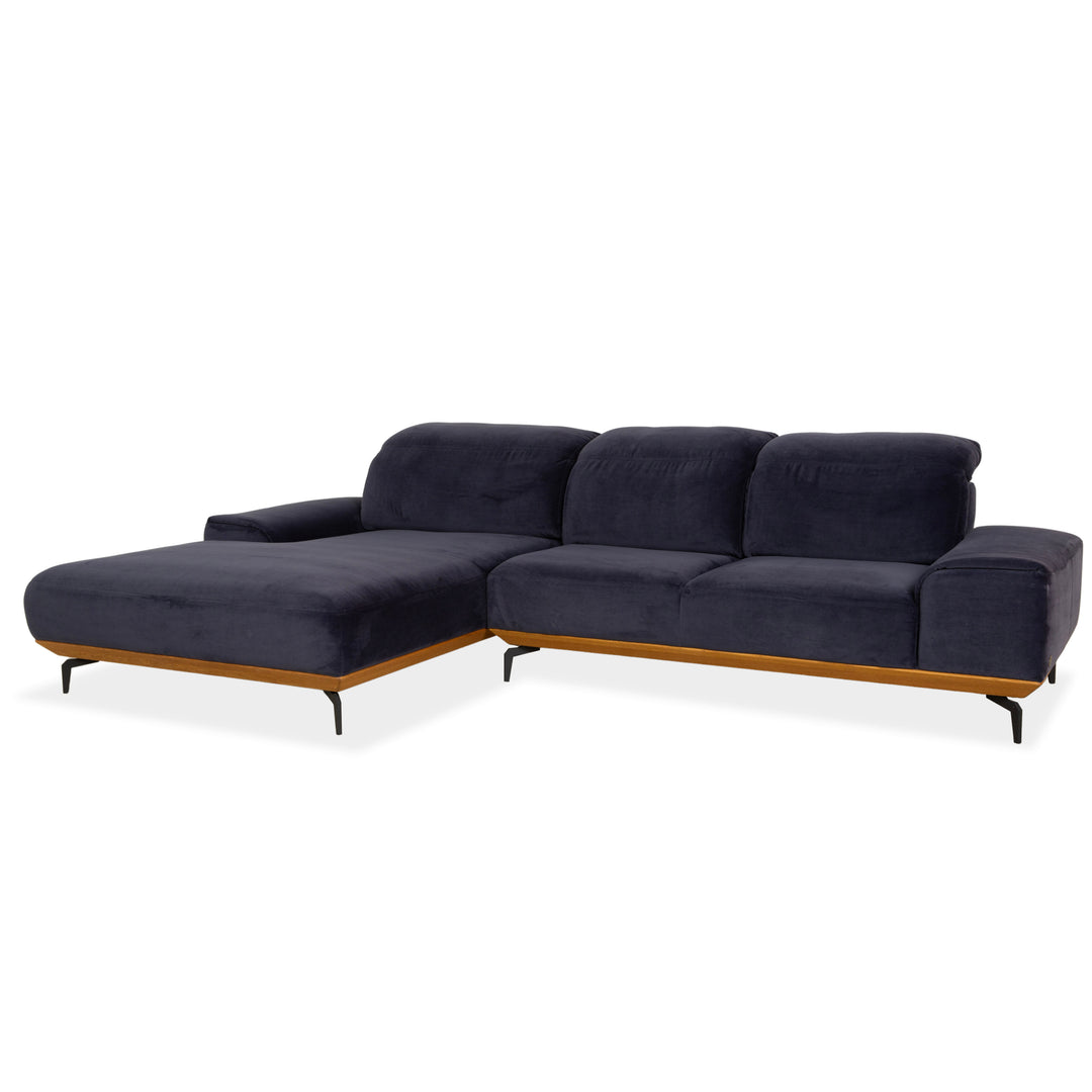 Musterring MR 2490 fabric corner sofa blue chaise longue left sofa couch manual function