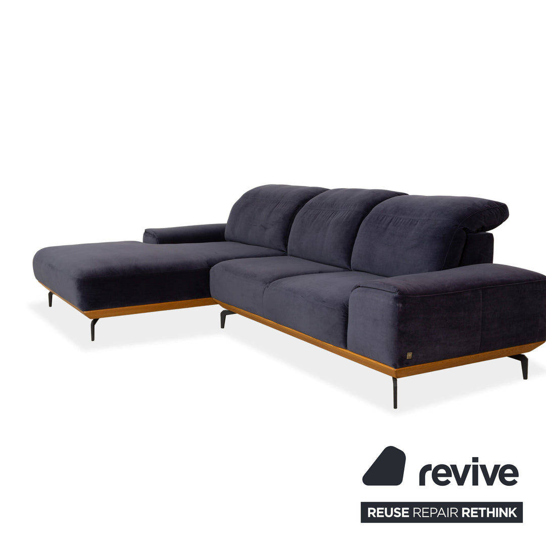 Musterring MR 2490 fabric corner sofa blue chaise longue left sofa couch manual function