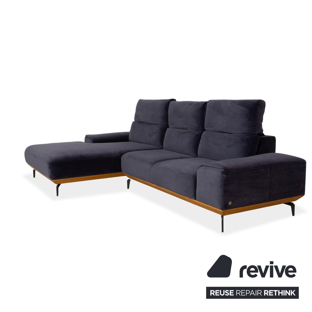 Musterring MR 2490 fabric corner sofa blue chaise longue left sofa couch manual function