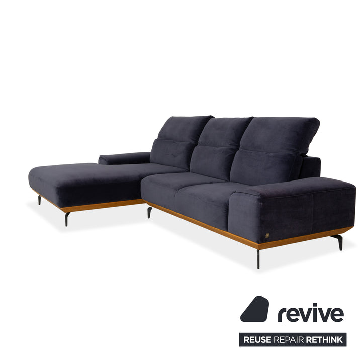 Musterring MR 2490 fabric corner sofa blue chaise longue left sofa couch manual function