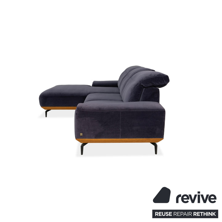 Musterring MR 2490 fabric corner sofa blue chaise longue left sofa couch manual function