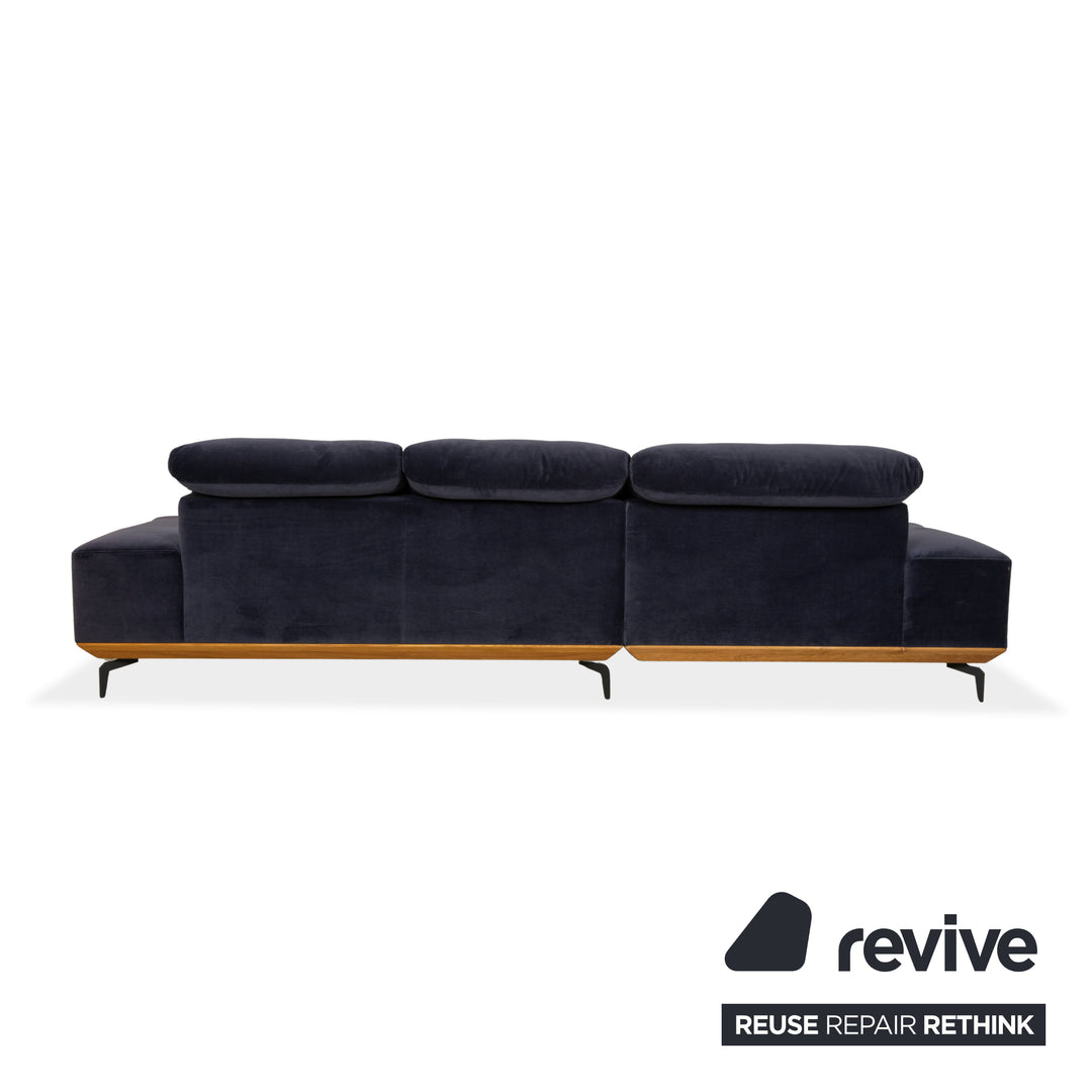 Musterring MR 2490 fabric corner sofa blue chaise longue left sofa couch manual function