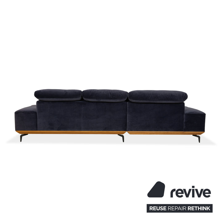 Musterring MR 2490 fabric corner sofa blue chaise longue left sofa couch manual function