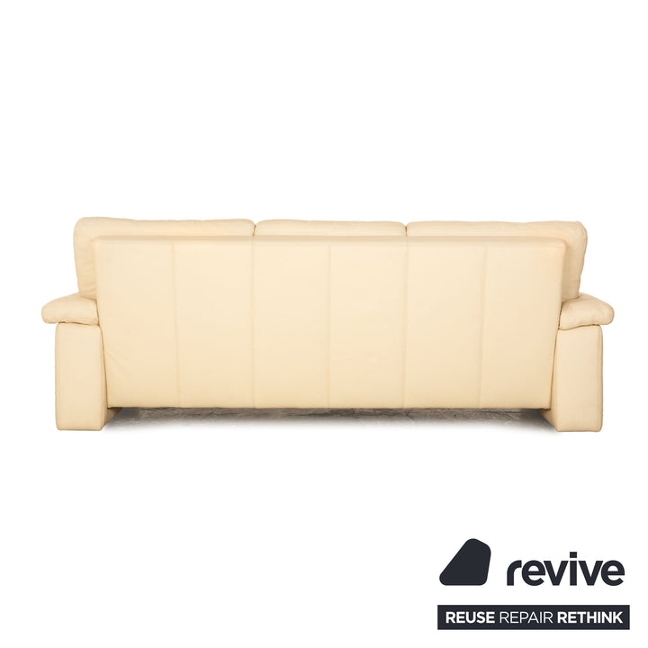 Sample ring MR 2830 leather three-seater cream sofa couch