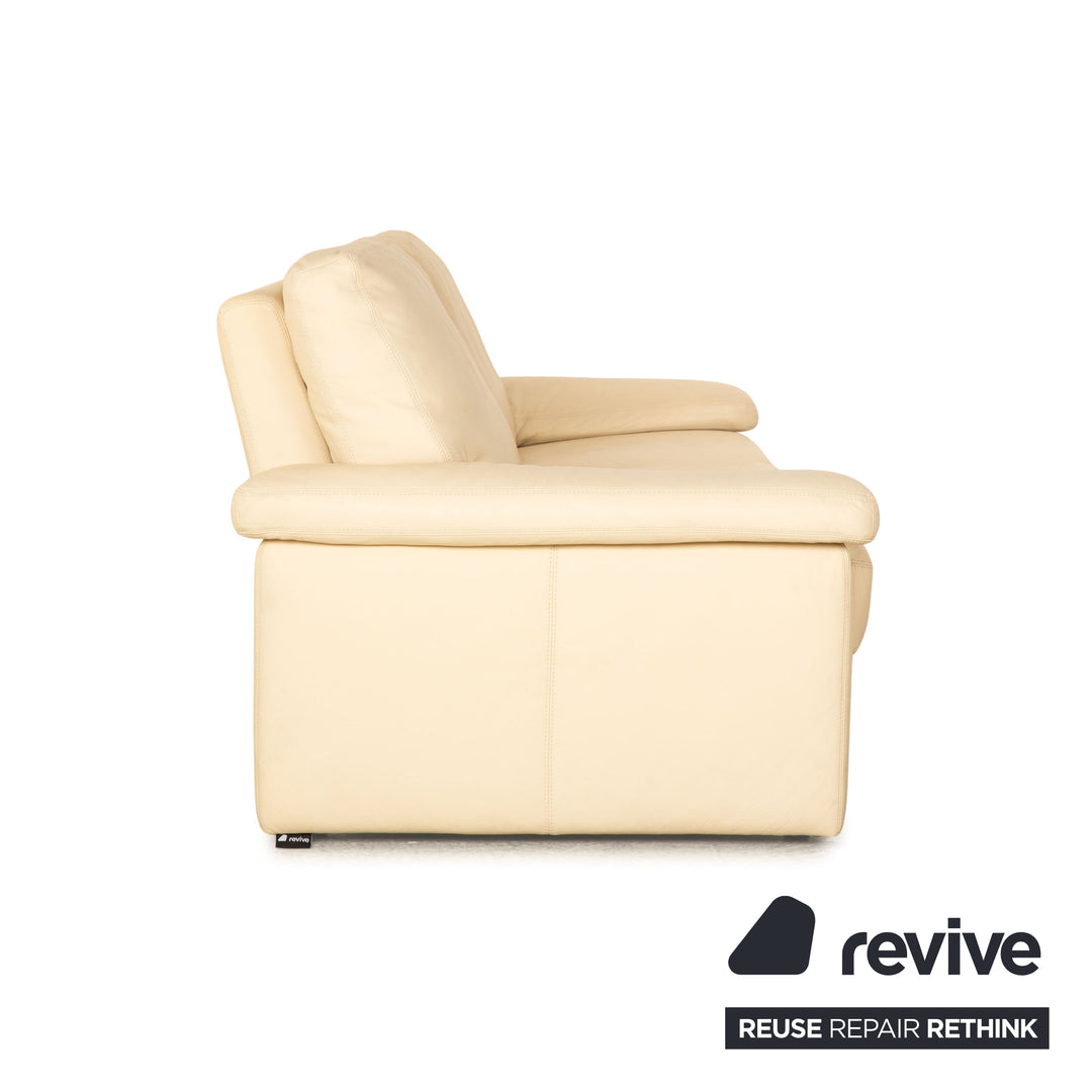 Sample ring MR 2830 leather three-seater cream sofa couch
