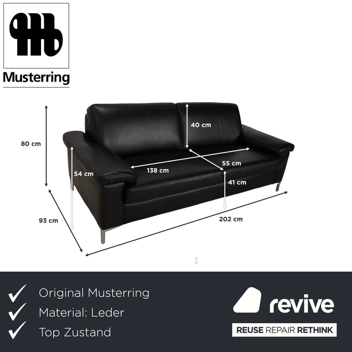 Musterring MR 2875 Leder Zweisitzer Schwarz Sofa Couch