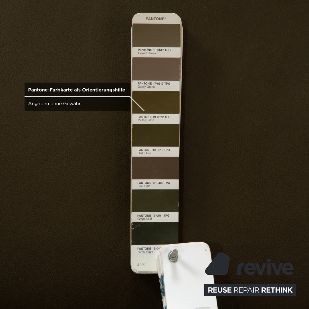 Musterring MR 370 Leather Corner Sofa Olive Green Manual and Electric Function Sofa Couch