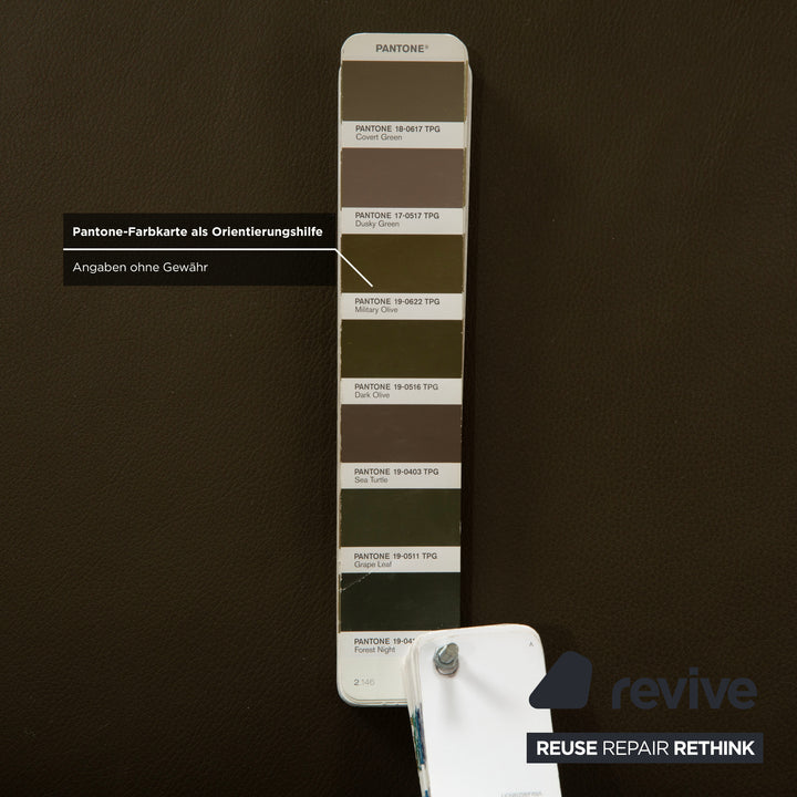 Musterring MR 370 Leather Corner Sofa Olive Green Manual and Electric Function Sofa Couch