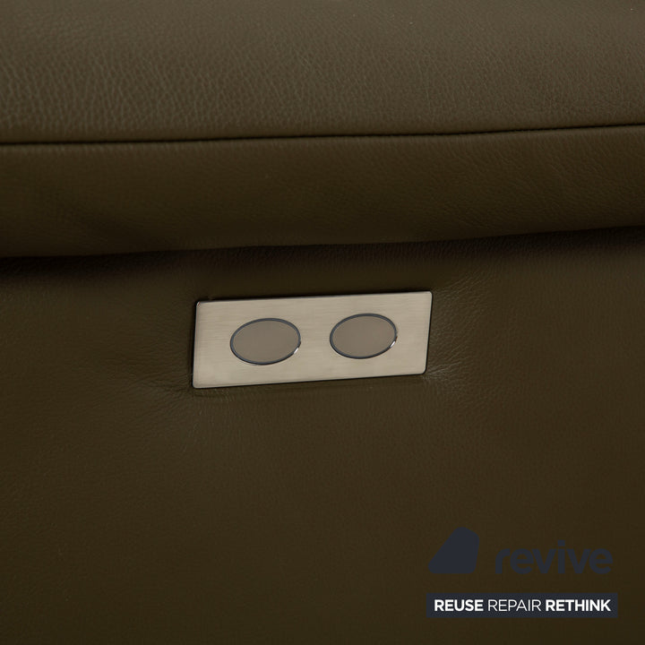 Musterring MR 370 Leather Corner Sofa Olive Green Manual and Electric Function Sofa Couch